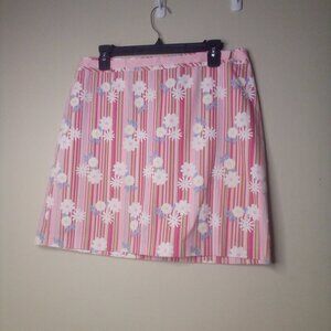 Duck Head Skirt Women 14P 14 Petite Floral Stripe Pink Blue Green